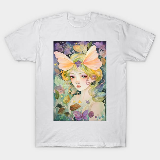 Cute Fairy in the Floral Garden T-Shirt by redwitchart